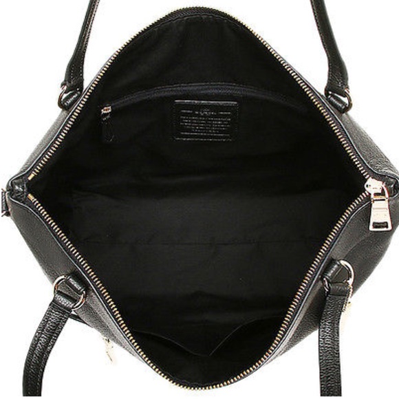 Coach Tyler Pebble Leather Zip Tote Black - Picture 6 of 8